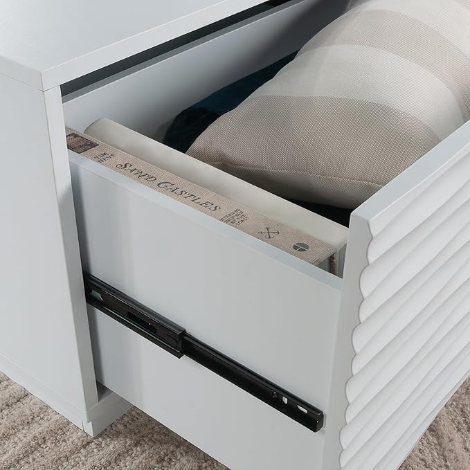 White Coffee Table with 2 Storage Drawers 31 in, Modern Living Room Center