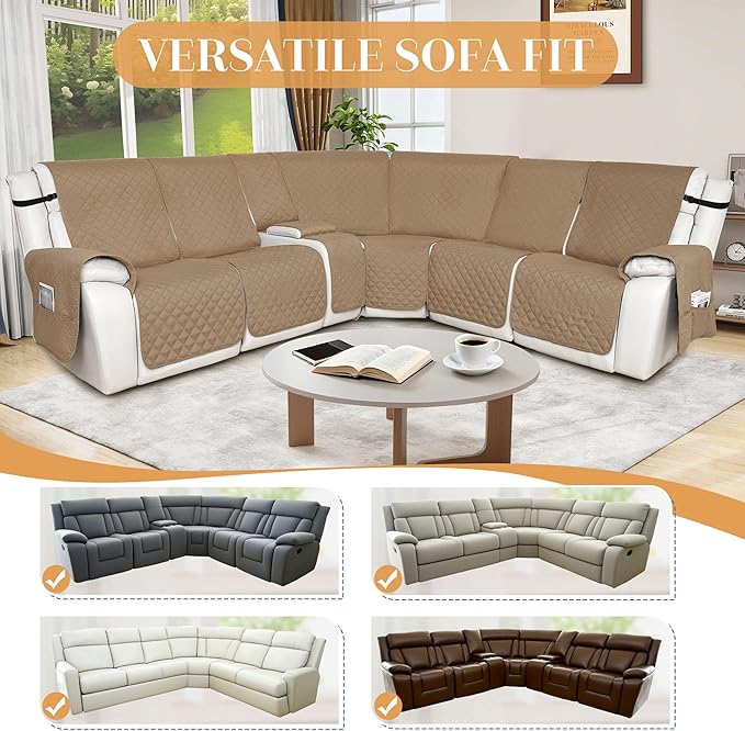 HDCAXKJ 100% Waterproof Reclining Sectional Couch Covers L Shape Recliner Sofa