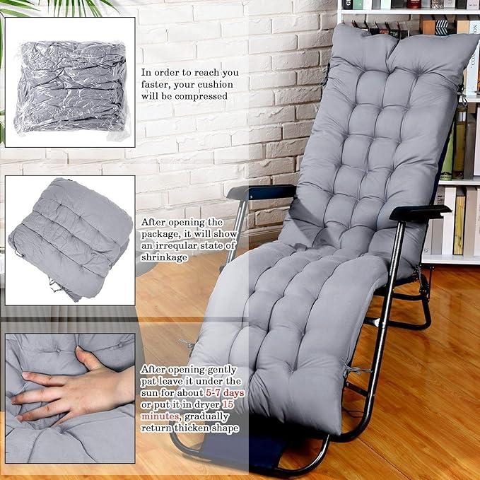 Bucherry 67 x 19 Inch Chaise Lounge Cushions Soft Lounge Chair Cushion Gravity