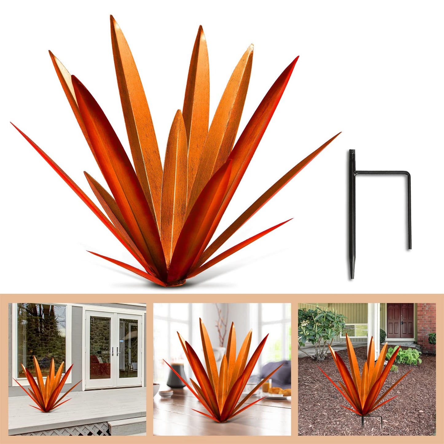Homight Metal Tequila Country Sculpture DIY Tequila Plant Home Decor Country Tequila Garden Ornament Indoor Outdoor Statue Patio Lawn Patio Stake Decoration Gift to The Garden