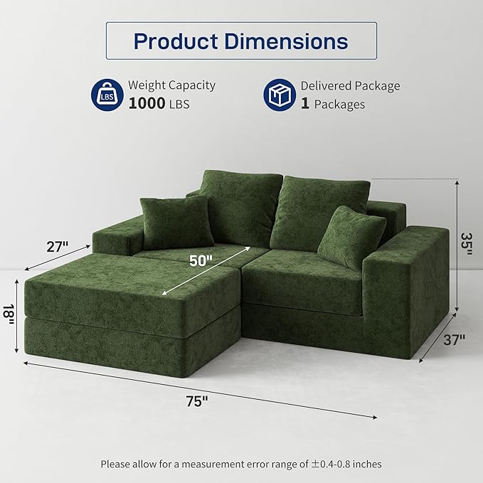 Cloud Modular Sectional Sofa, Comfy Boneless Couch