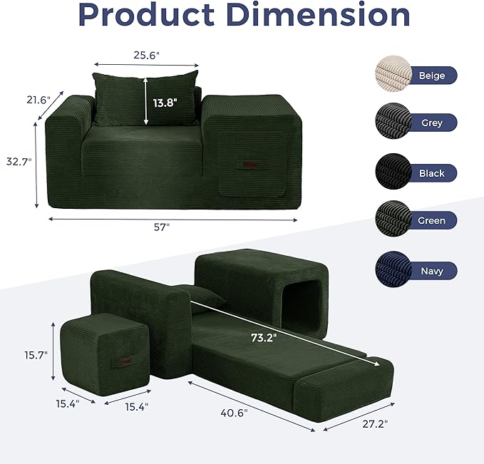 MAXYOYO Folding Sofa Couch, Convertible Floor Sofa