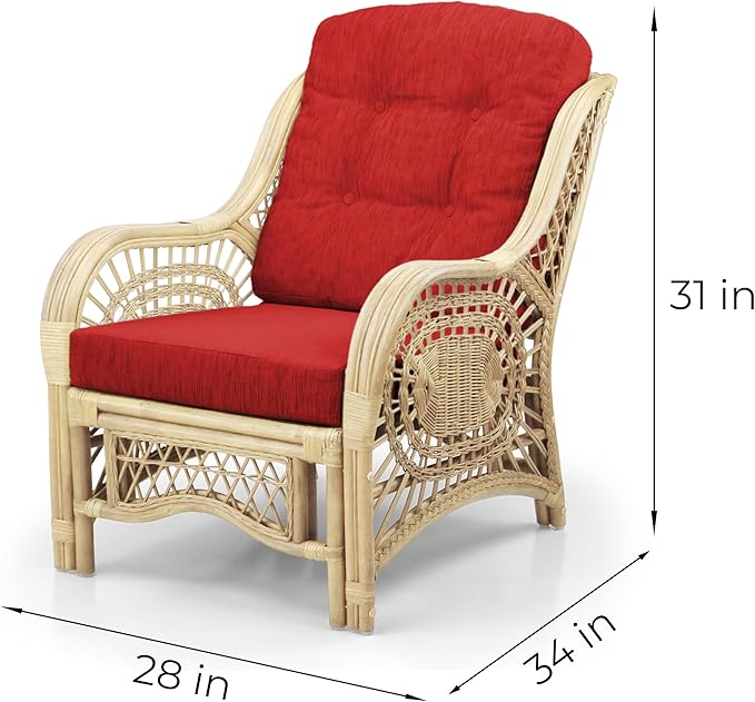 Malibu Lounge Living Accent Armchair Natural Rattan Wicker Handmade Design