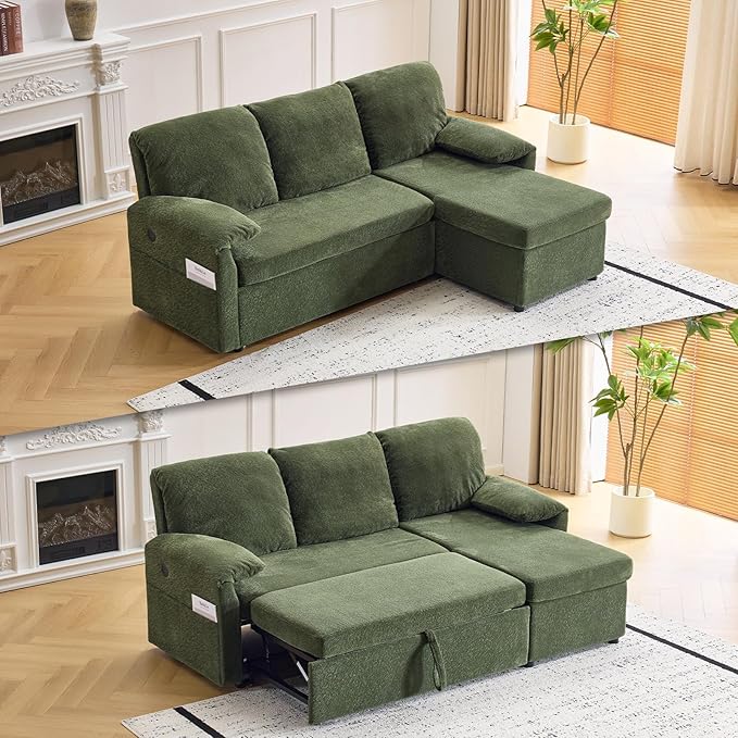 VINGLI Green Convertible Futon Sofa Bed, Sleeper Sofa