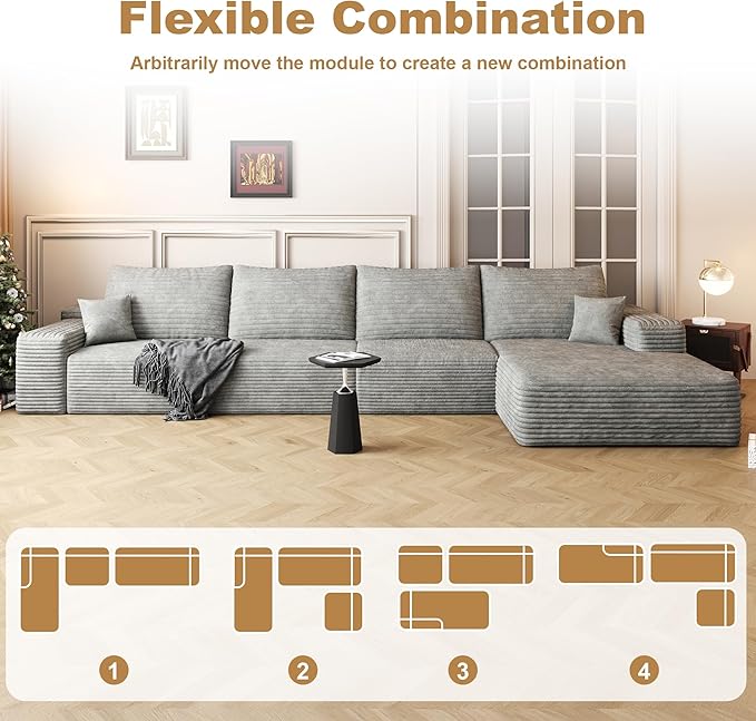 136" Sectional Couches for Living Room Cloud Couch Sofa