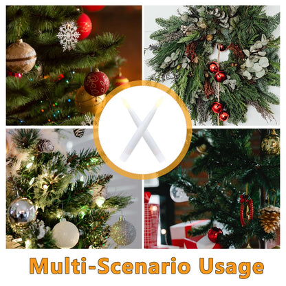 Angoily 12 Pcs Flameless Led Taper Candles Battery Operated Christmas Tree Lights Electric Fake Candles for Holiday Home Garden Wedding Parties Decor Includes Clips Fishing Line, Warm Led Lights