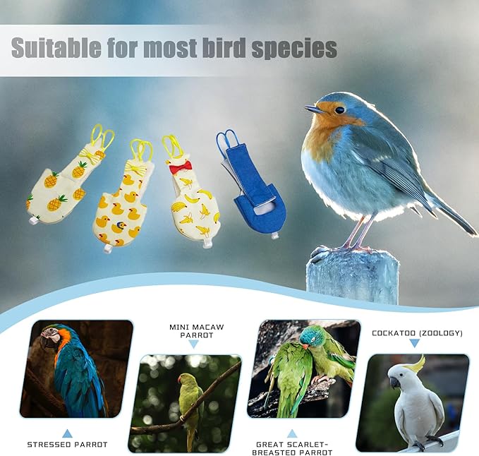 4 Pcs Bird Diaper Parrot Nappy Reusable Flight Suit with Waterproof Inner for Parakeet Cockatiel Mini Macaw Budgie Canary Cute Style (M)