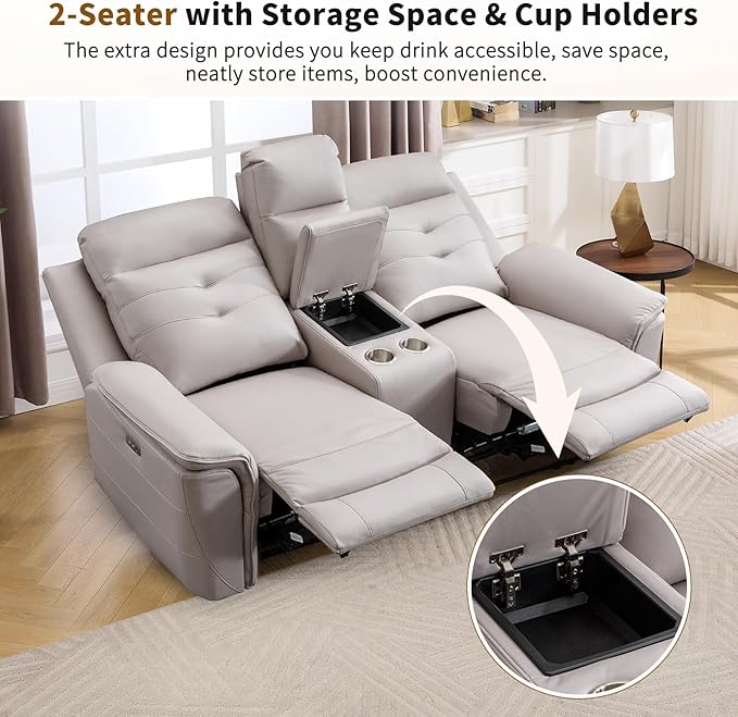 ANJ Oversized Power Reclining Loveseat Sofa Set of 2