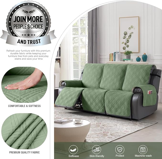 TAOCOCO 100% Waterproof Recliner Sofa Cover, Non Slip Split Couch Covers
