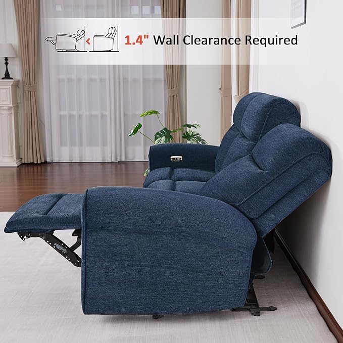 MCombo 87.8" Wall Hugger Power Reclining Sofa, 3-Seat Triple Recliner Couch