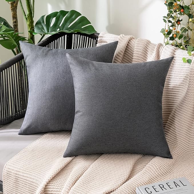 MIULEE Pack of 2 Decorative Outdoor Solid Waterproof Throw Pillow Covers Faux