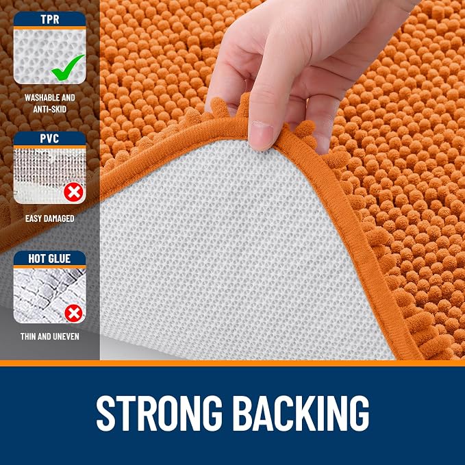 OLANLY Large Bathroom Rugs 45x27, Extra Soft Absorbent Chenille Bath Rugs, Rubber Backing Quick Dry, Machine Washable Bath Mats for Bathroom Floor, Tub and Shower, Home Decor Accessories, Clay
