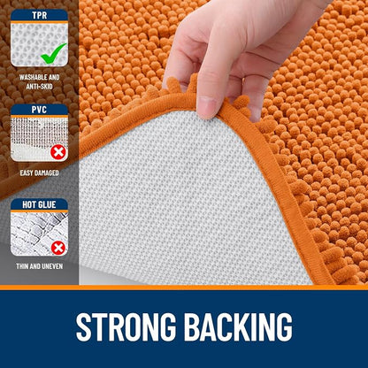 OLANLY Large Bathroom Rugs 50x30, Extra Soft Absorbent Chenille Bath Rugs, Rubber Backing Quick Dry, Machine Washable Bath Mats for Bathroom Floor, Tub and Shower, Home Decor Accessories, Clay