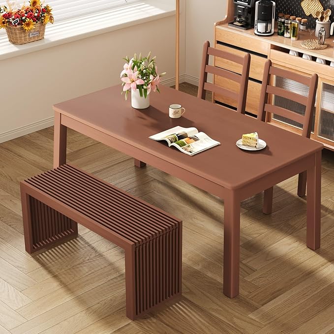 Bamboo Indoor Long Dining Bench, Outdoor Modern Wood Benches 35 Inch Bamboo