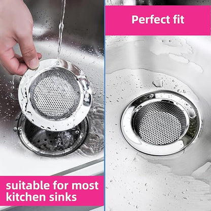 2 Packs Sink Strainer for Most Kitchen Sink Drain Basket, Upgraded Double-Layer