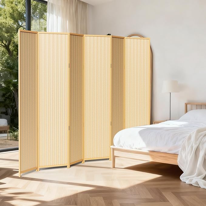 6 Panel Room Divider and Extra Wide Folding Privacy Screen, 94.5" W x 67" H