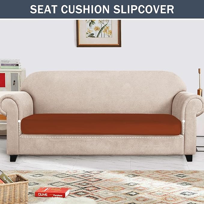 Stretch Cushion Cover, Soft Velvet Plush Cushion Slipcovers Loveseat Sofa