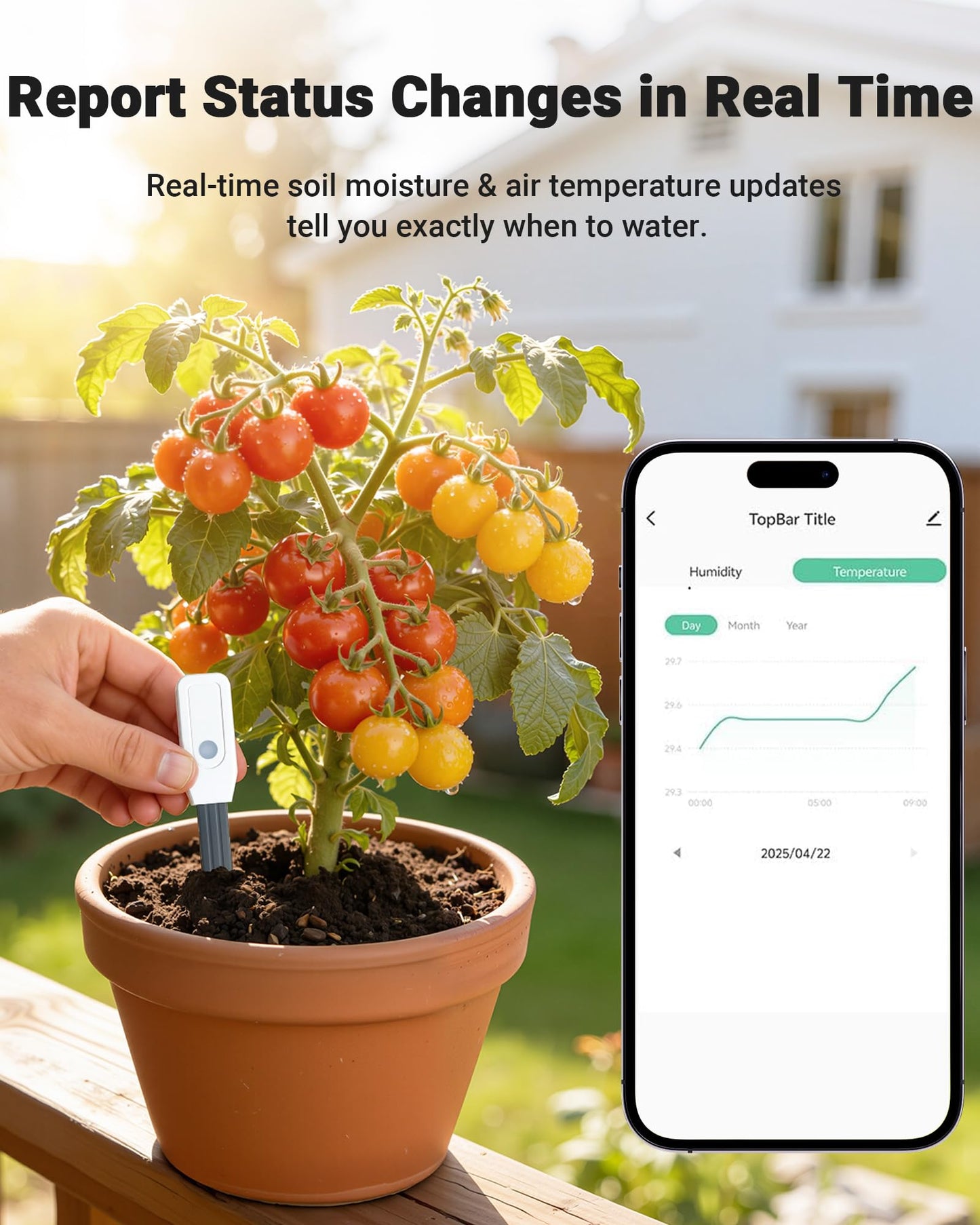 Drusine Smart WiFi Soil Moisture Meter for Plants, 2-in-1 Sensor with App Alerts | Monitor Moisture & Temperature Remotely, Real-Time Data for Indoor/Outdoor Gardening, Houseplants Care