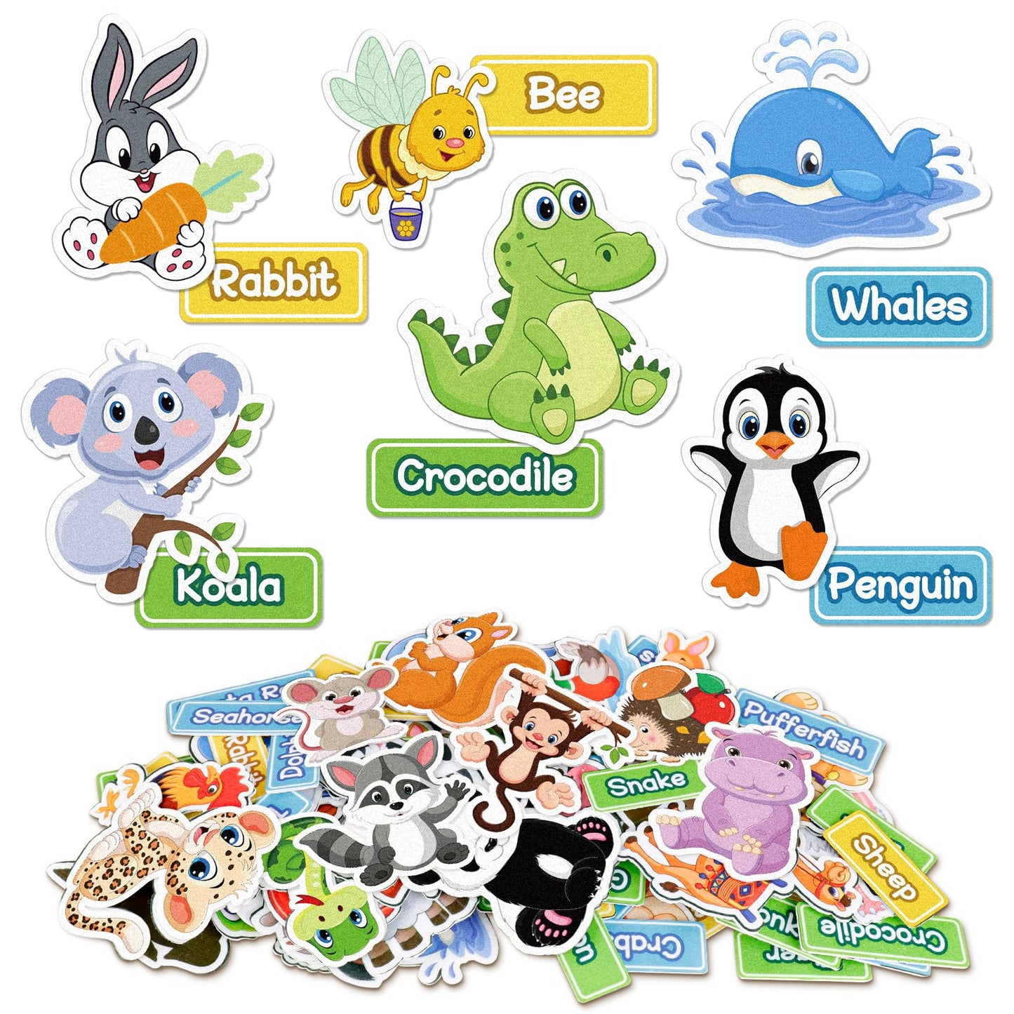 AKAYOK 90 Pcs Wild & Farm Animals Felt Board Story Pieces Set for Toddlers, Preschool & Kindergarten, Precut Felt Animals with Storage Pouch & Self Adhesive Dots Flannel Board Felt Toys