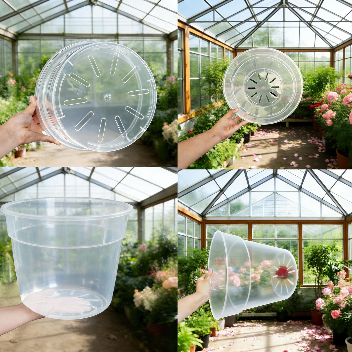 PEDOBALI 4 Pcs Clear Nursery Pot with Drainage Holes Root Health 11.65 Inches Plastic Nursery Pot for Large Plant Outdoor Indoor