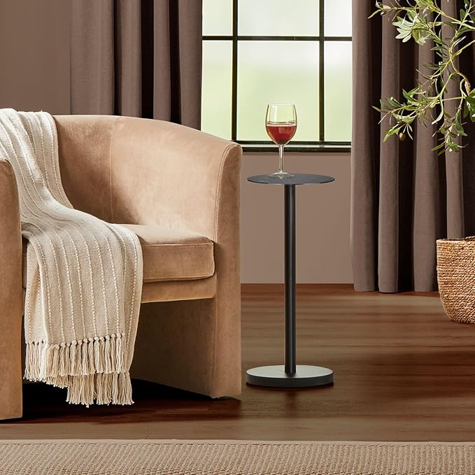 mDesign Glass Top Side/End Drink Table
