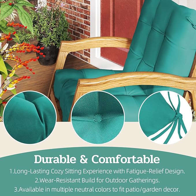 Outdoor Chair Cushions Set of 2, High Back Soft Seat Pad