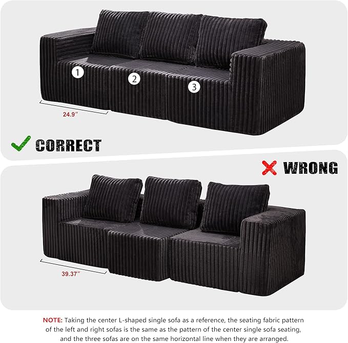 Modular Sectional Sofa 3-Seater Modular Couch