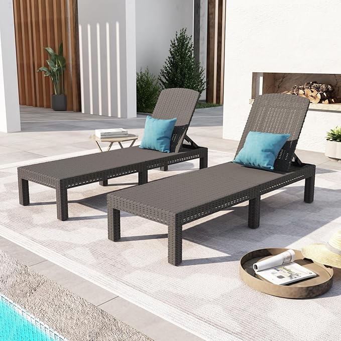 DIMAR GARDEN Beach Chairs Outdoor Chaise Lounge, Resin Pool Lounge Chair