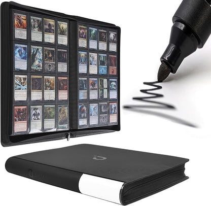 D DACCKIT Card Binder 16 Pocket - Fits 1024 Cards，4X4 Ringless Card Album with Sleeves for Trading Cards & Sports Cards（Model A，Classic Black）