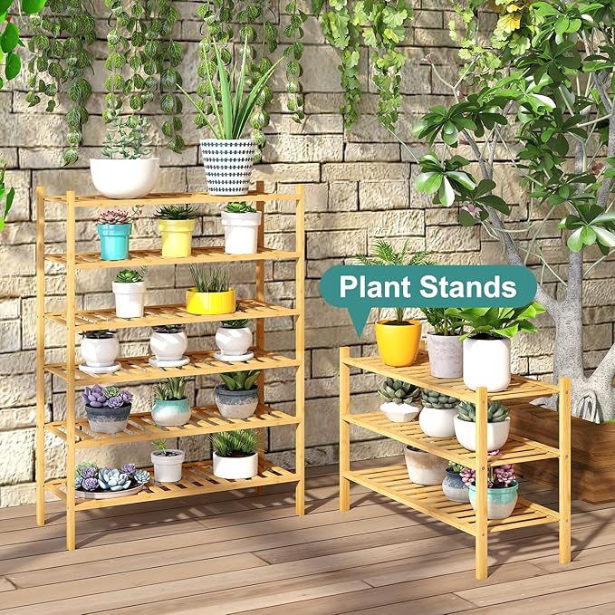 viewcare 3-Tier Free Standing Shoe Racks, Bamboo Wood Shoe Rack