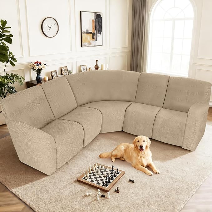 ALIECOM 100% Waterproof Recliner Sectional Couch Covers L Shape Stretch Corner