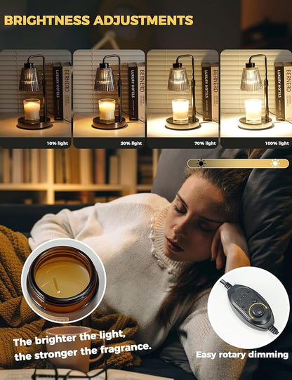 GODONLIF Silver-GrayCandle Warmer Lamp with Cycle Timer, Birthday Gifts for Women Mom Her, House Warming Gifts New Home Room Decor, Wax Melt Warmer for Jar Candles with 2 Bulbs