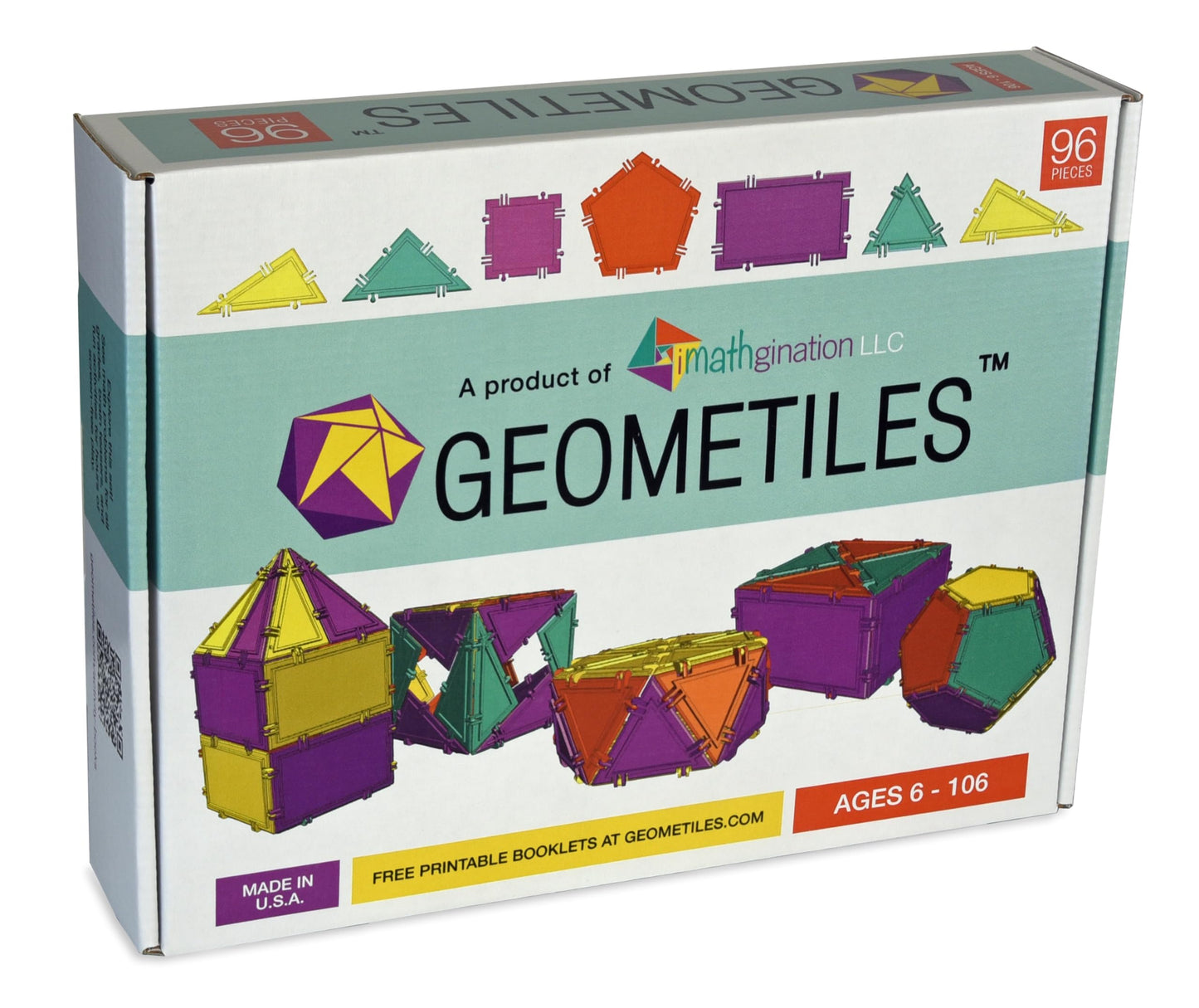 Geometiles 3D Building Set for Learning Math, Includes Many Online Activities, 96-pc, Made in USA