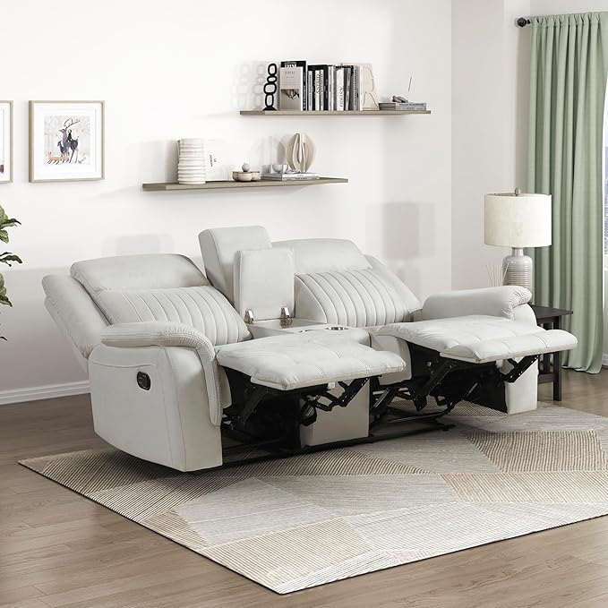 Lexicon Manual Double Reclining Loveseat, Polished Microfiber Manual Wall