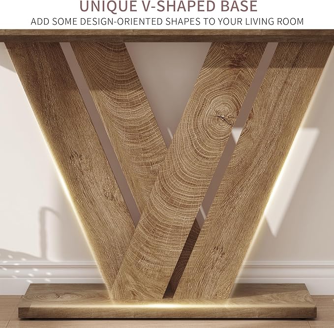 karlott 51 Inch Console Table, Modern V-Shaped Entryway Table, Wood Sofa Table