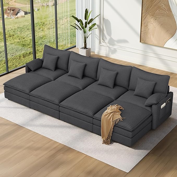 Vesgantti 142" Oversized Sectional Sofa Bed, 8-Seater Modular Sleeper Cloud