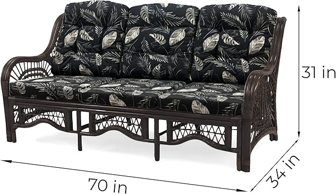 Malibu Lounge Set of 4: 2 Natural Rattan Wicker Chairs, Three-Seater Sofa and
