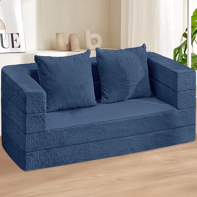 Futon Sofa Bed with Pillow, 3-in-1 Sleeper Sofa Bed with Removable Cover