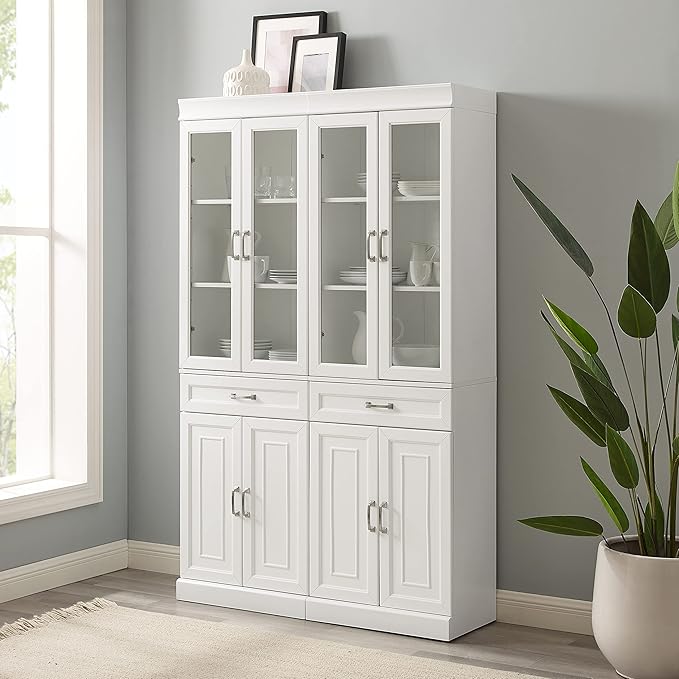 Crosley Furniture Stanton 2-Piece Glass Door Kitchen Storage Pantry Cabinet