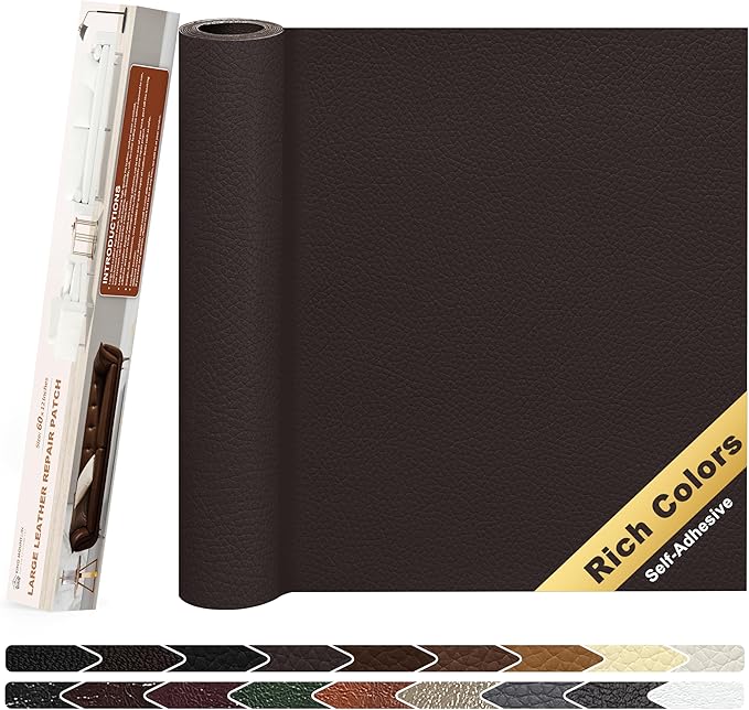KING MOUNTAIN Leather Repair Patch, 12 x 60 Inches self Adhesive Leather Repair