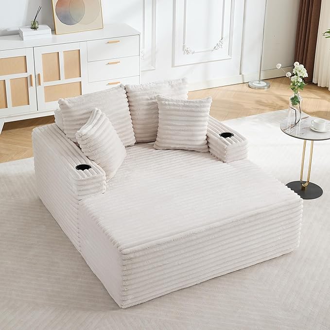 GarveeHome 64in Oversized Corduroy Fabric Bone-Free Sofa Bed Cloud Sofa