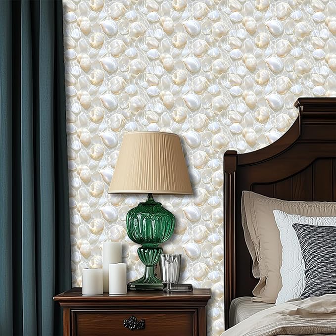 HOMETITUTE Pearl Pattern Wallpaper Peel and Stick Self Adhesive Vinyl Wall