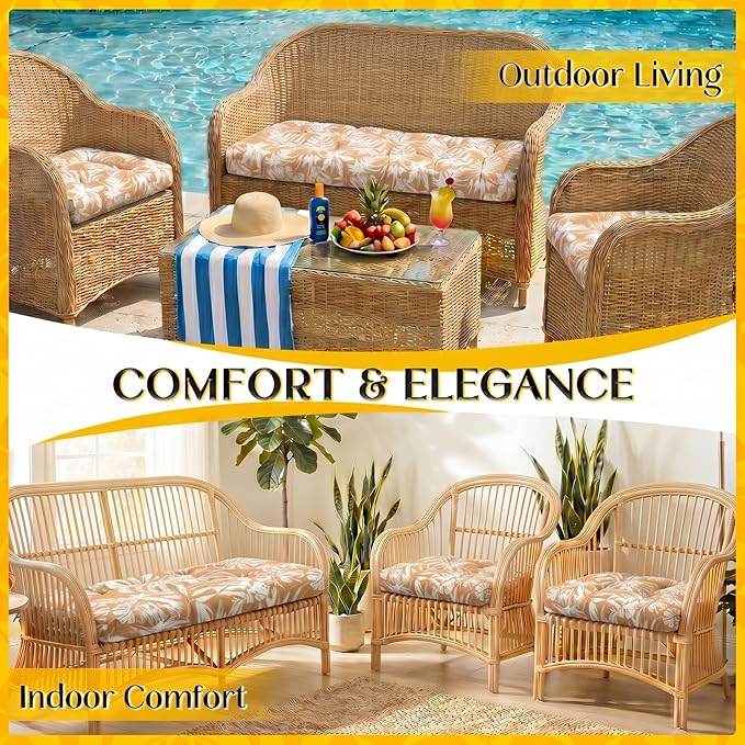 1 MIDDLE ONE Wicker Chair Cushions 3 Pieces Set