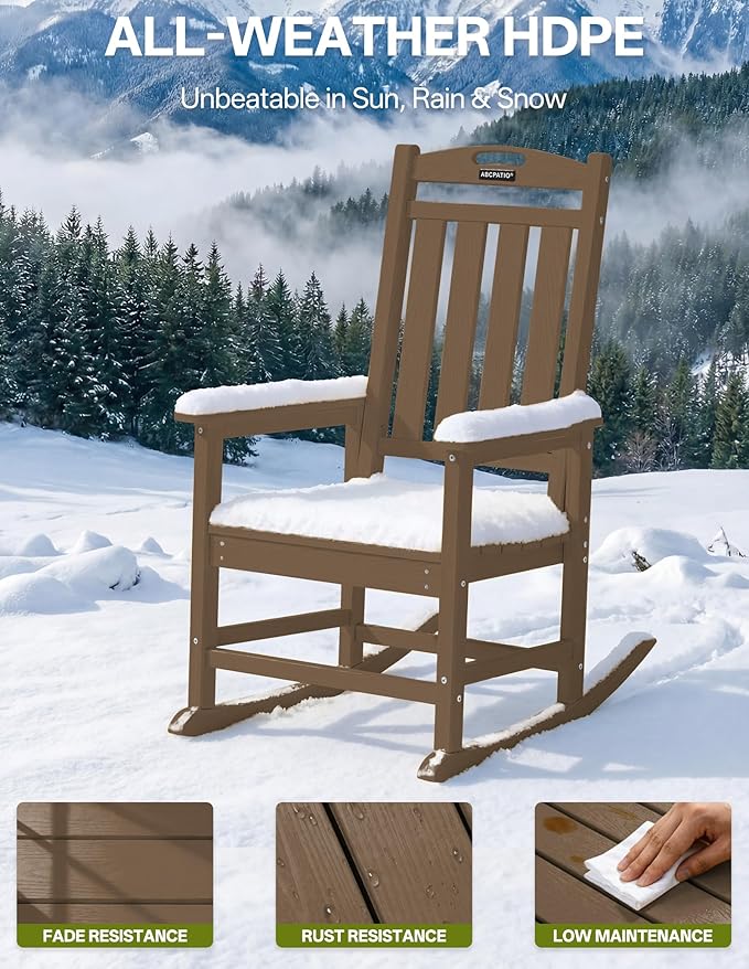 Outdoor Adirondack Rocking Chairs All-Weather HDPE Patio Rocker Chair