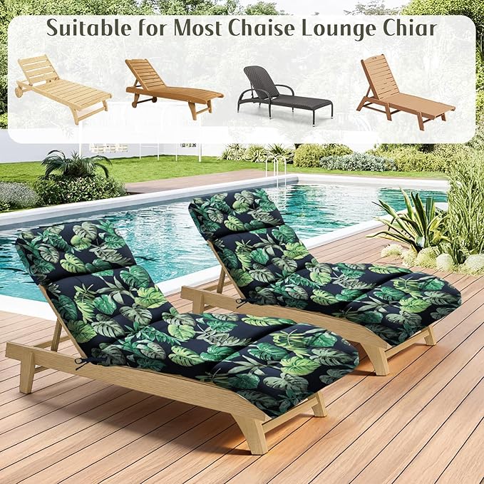 EverPine Outdoor Chaise Lounge Chair Cushion 74.4 x 22.8 x 4.7 Inche, Patio