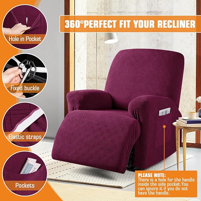 VANSOFY Recliner Chair Cover, 3-Pieces Stretch Recliner Covers