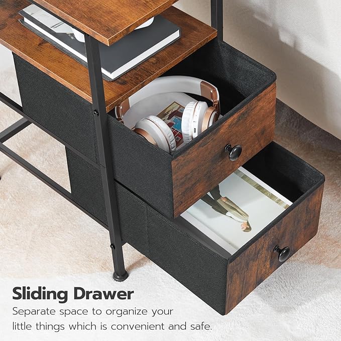 HOOBRO End Table with Charging Station, Narrow Side Table, Nightstand with 2