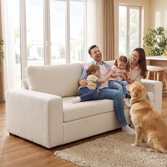 ABCASA 85'' Modern Couches for Living Room, 2 Seats Comfy Sofa