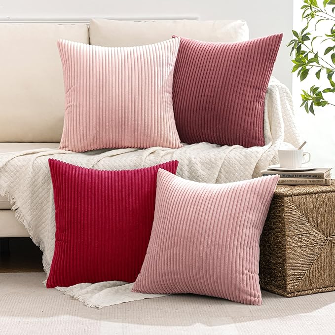 MIULEE Boho Farmhouse Throw Pillow Covers 18x18 Inch Set of 4 Romantic