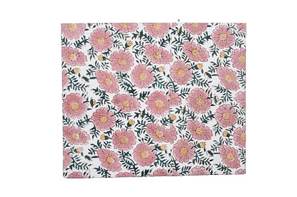 3.3 Gallon Cotton Hand Block Printed Paper Waste Basket |Small Decorative Trash Can for Housewarming Gifts in Living Room, Bedroom, Bathroom | Eco-Friendly, Plastic-Free (1, Green Pink Sun FLOWAR)
